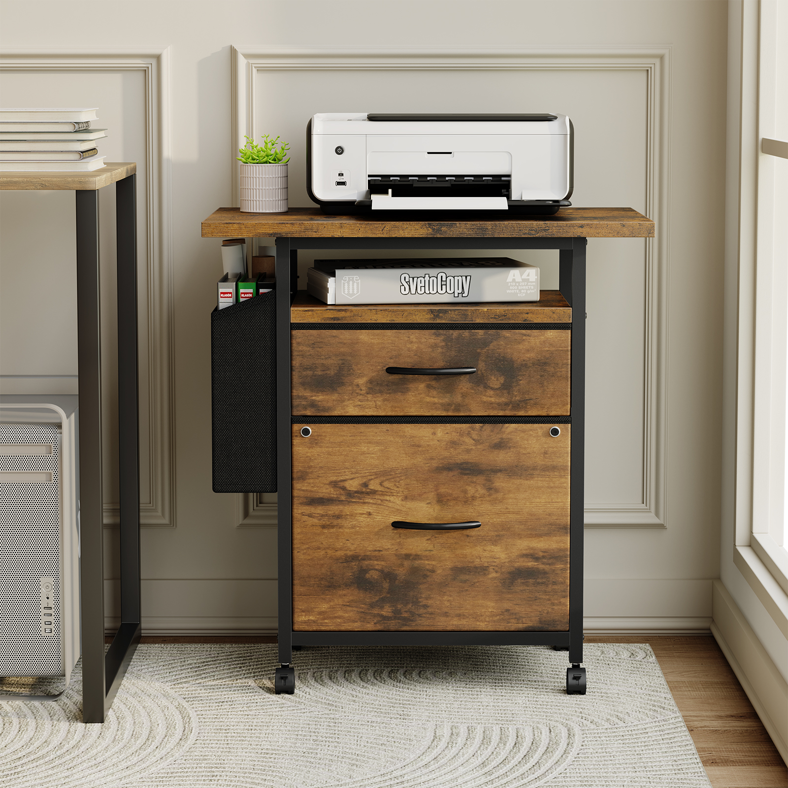 Office Furniture Dimensions - JHK Mobile File Cabinet with 2