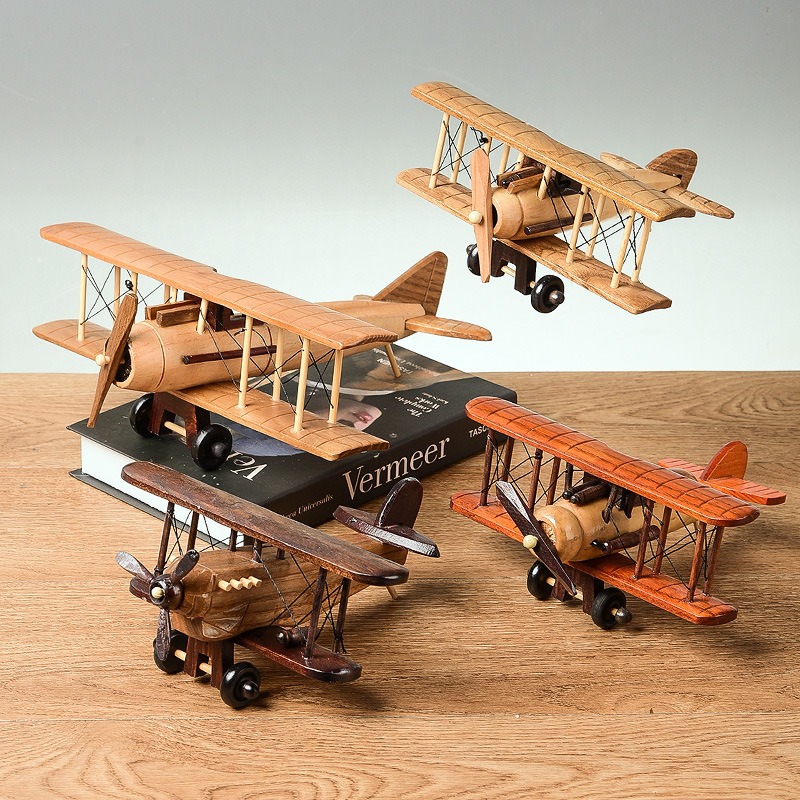 Office Furniture Wholesale - Wooden Retro Airplane Model Handcrafted Vintage