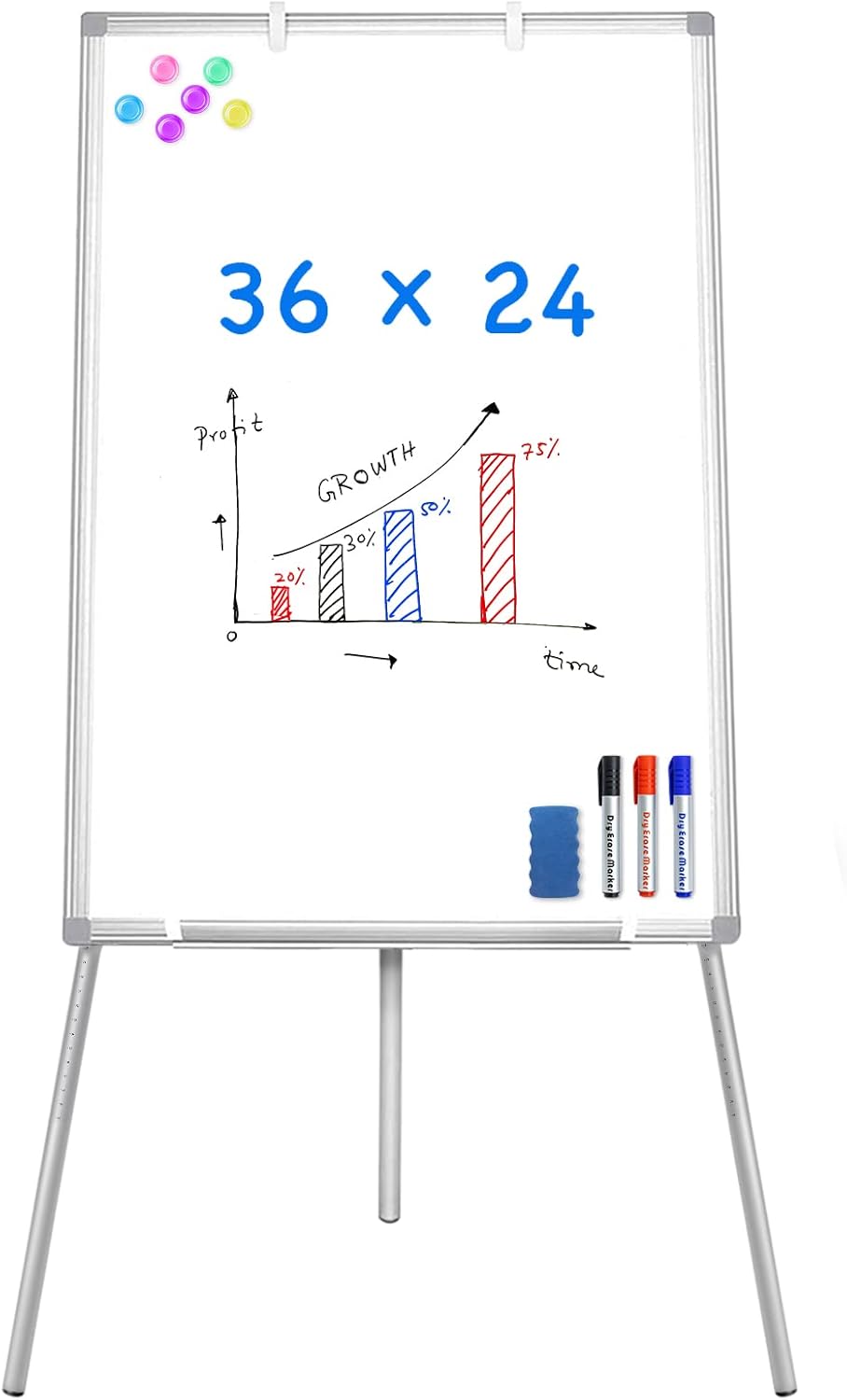 Whiteboard Easel Tripod - 36x24 Magnetic Dry Erase Easel -