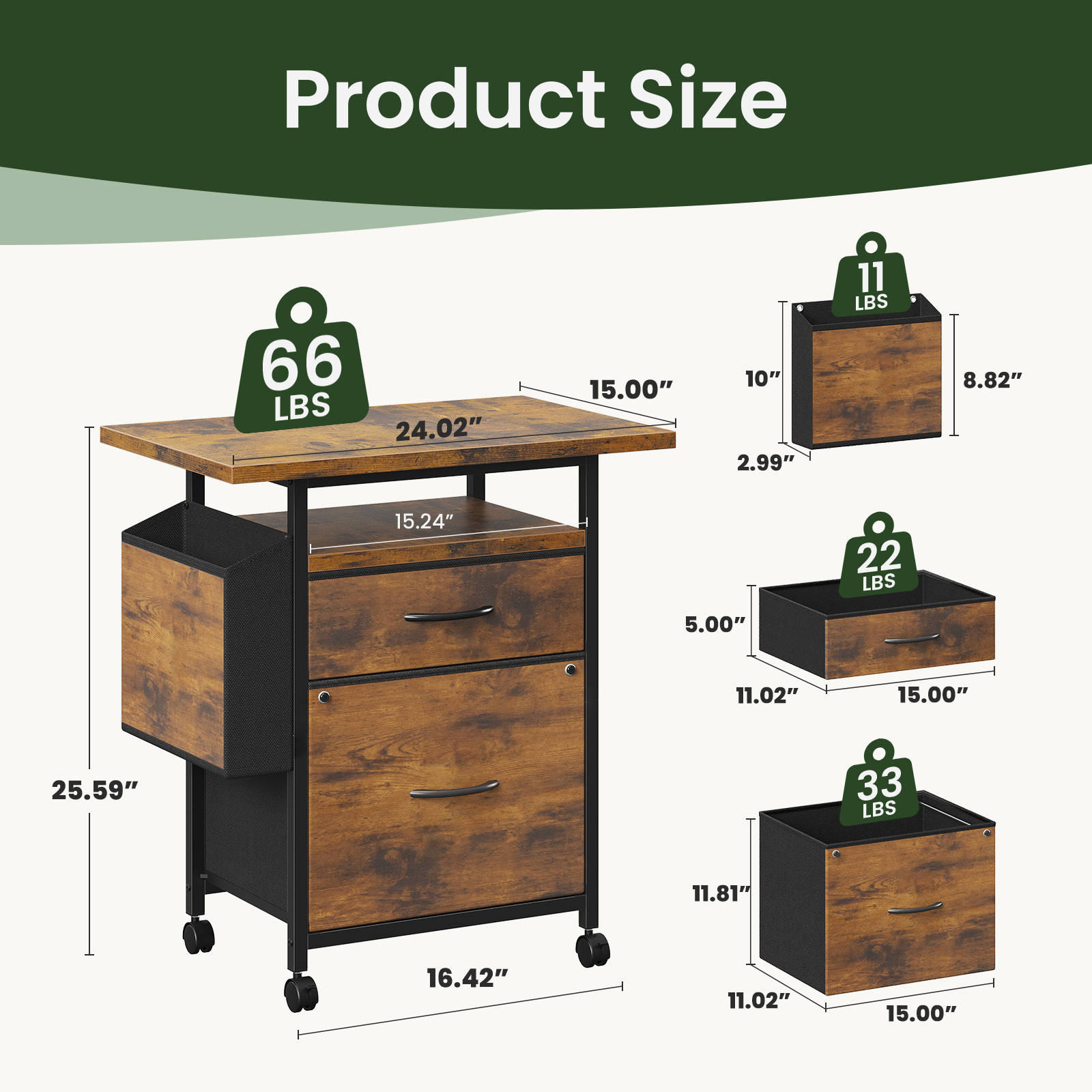 JHK Mobile File Cabinet with 2 - Office Furniture Dimensions のレビューと価格