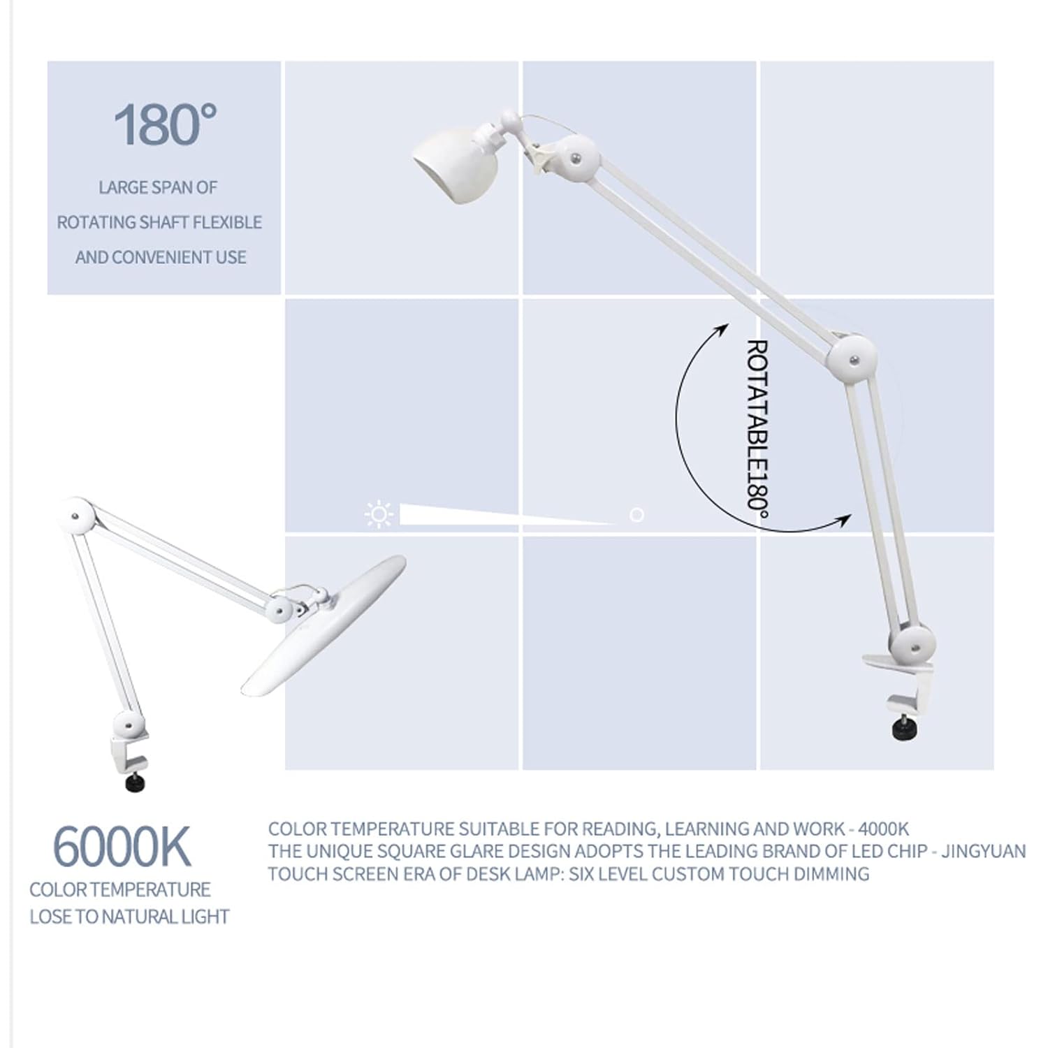 24W LED Desk Lamp with Clam 19 - Office Furniture Table のレビューと価格
