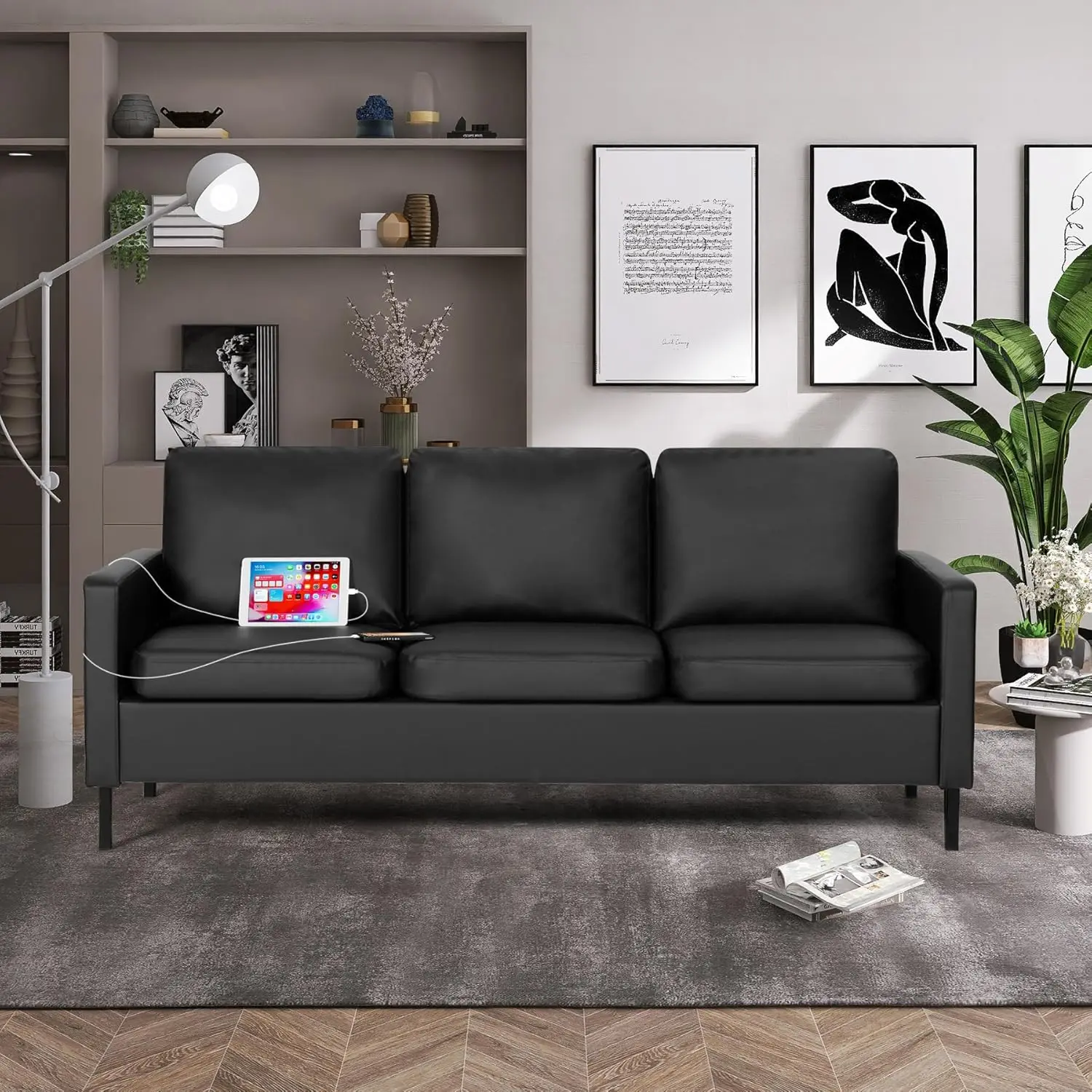Modern Comfy Couch with  USB,  - Office Furniture Dimensions のレビューと価格