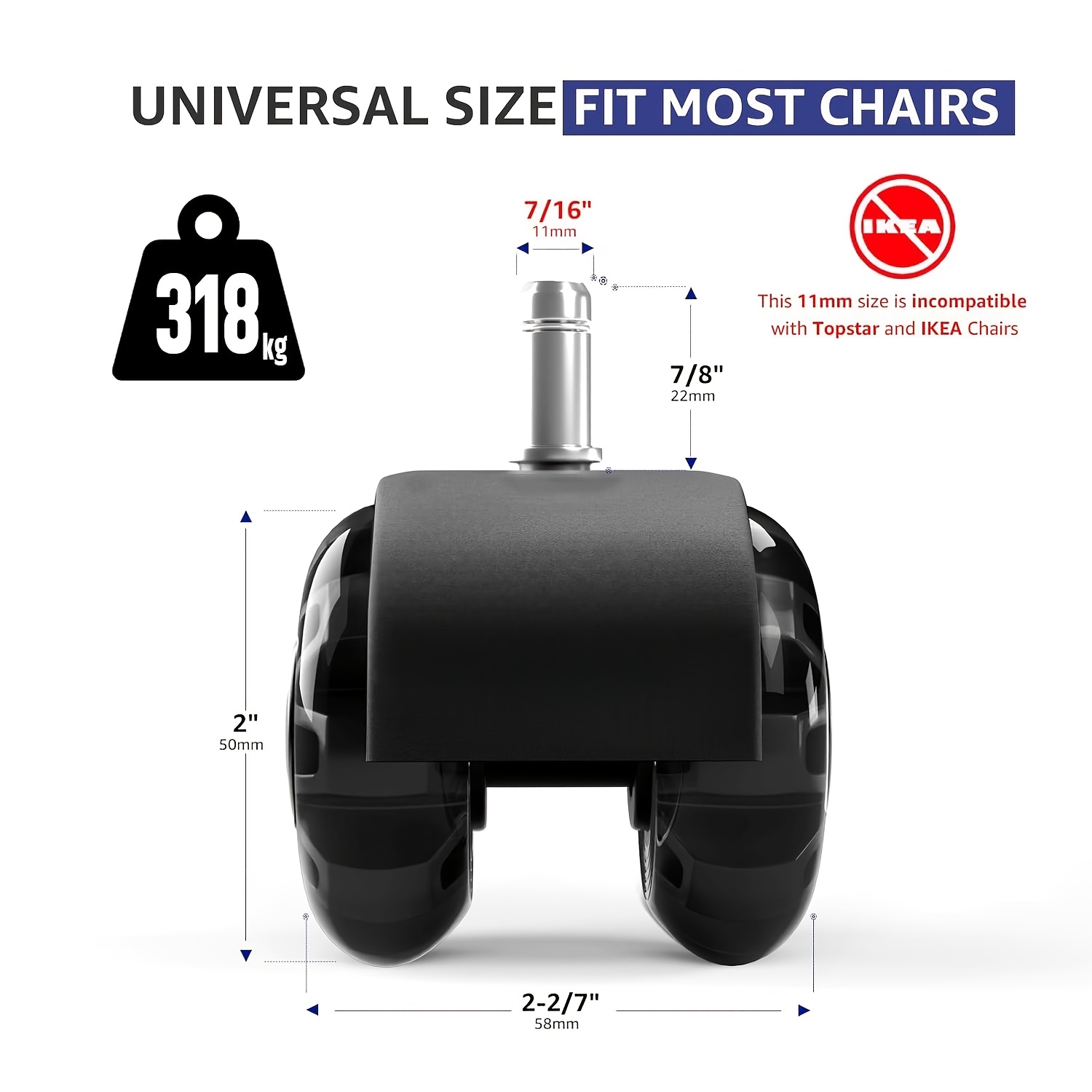 Office chair wheels, heavy-dut - Office Furniture Dimensions のレビューと価格