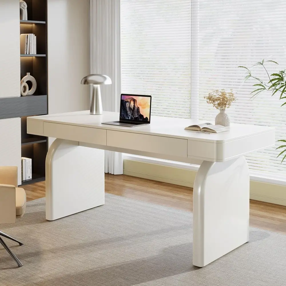 63 Inch Modern White Desk with - Office Furniture Wholesale のレビューと価格