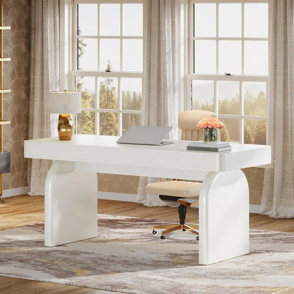 63 Inch Modern White Desk with - Office Furniture Wholesale のレビューと価格