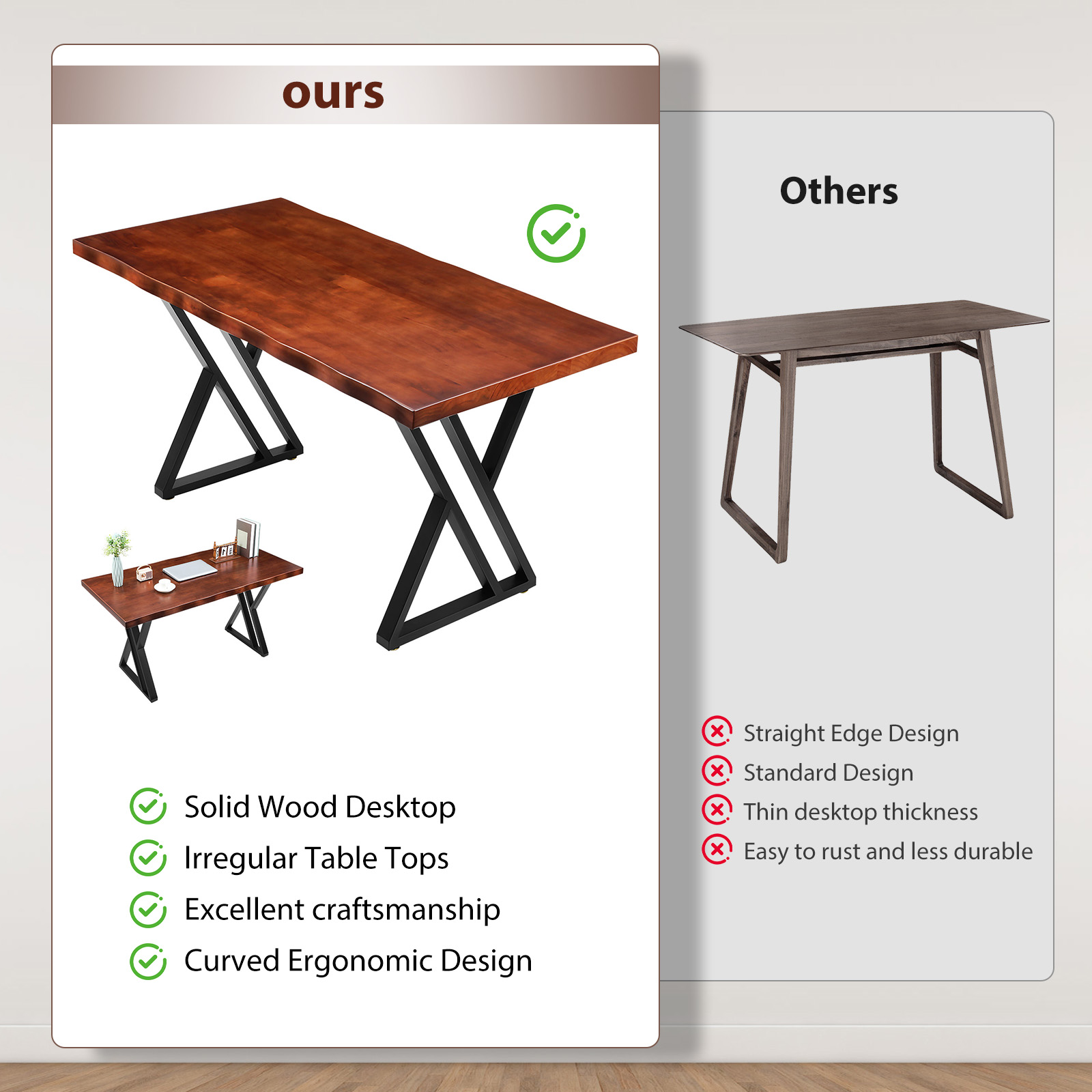 Heavy-Duty Solid Wood Computer - Office Furniture Dimensions のレビューと価格