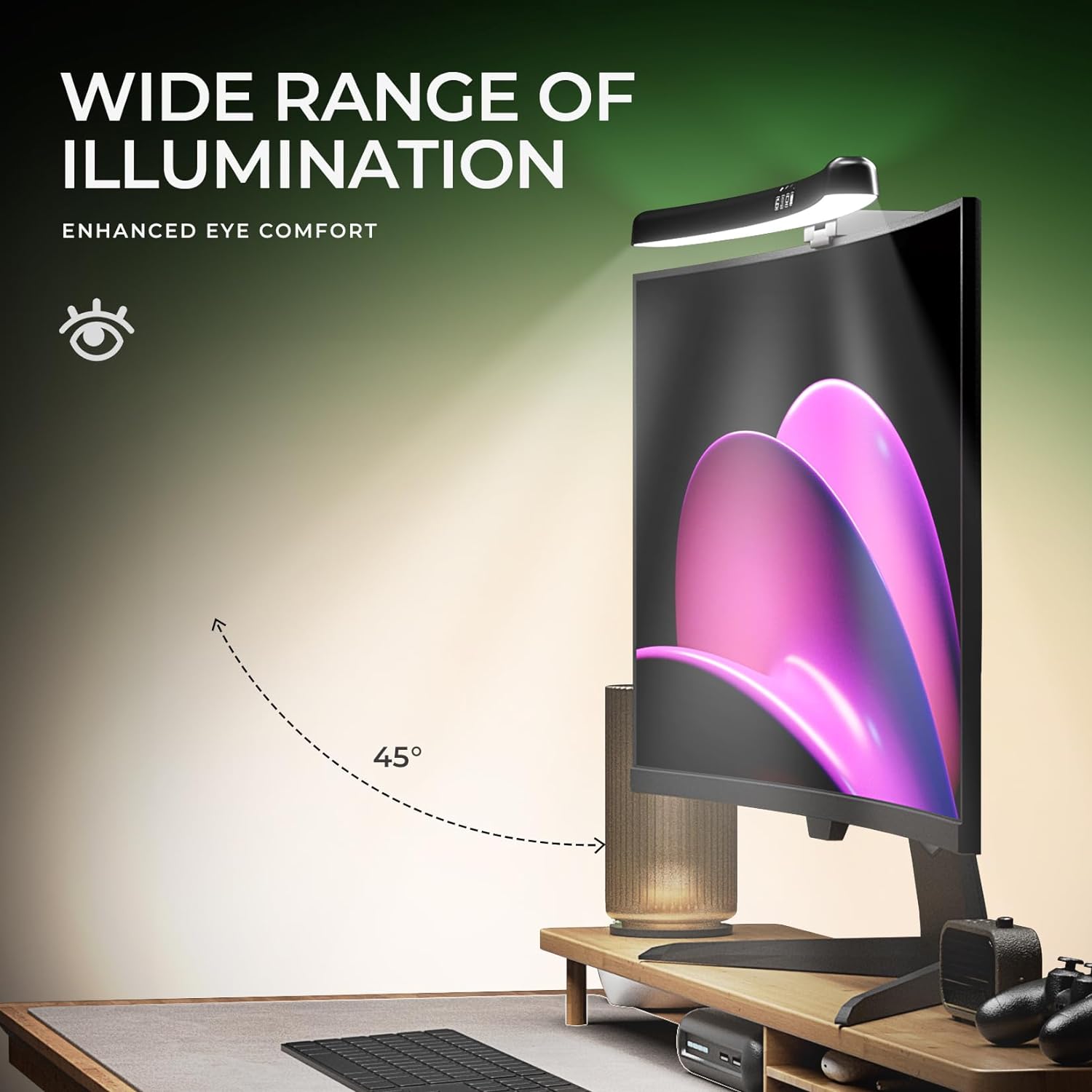Curved Monitor Light Bar 3 Col - Office Furniture Table のレビューと価格