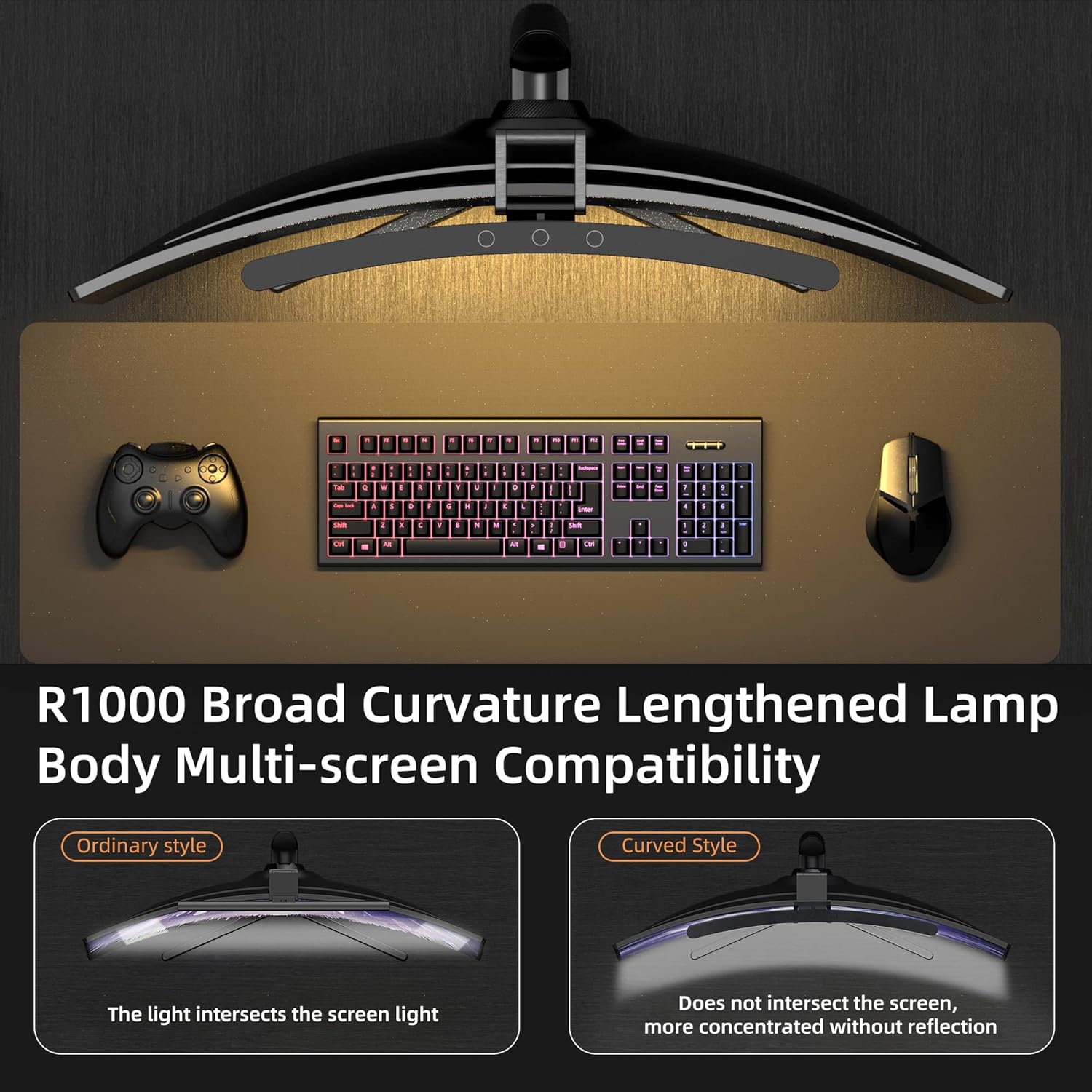 Curved Monitor Light Bar 3 Col - Office Furniture Table のレビューと価格