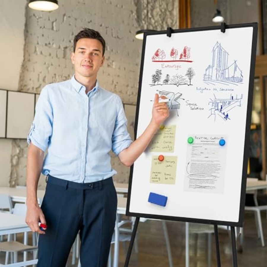 Large Whiteboard Easel with St - Whiteboard Easel Tripod のレビューと価格